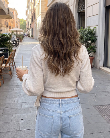V-Neck Wrap Tie-Waist Knit Sweater