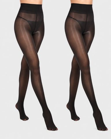 High-Waist Shiny Sheer Silky Pantyhose