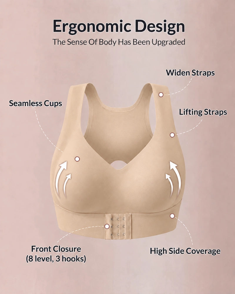 Cross Back Front Closure Wireless Posture Support Bra