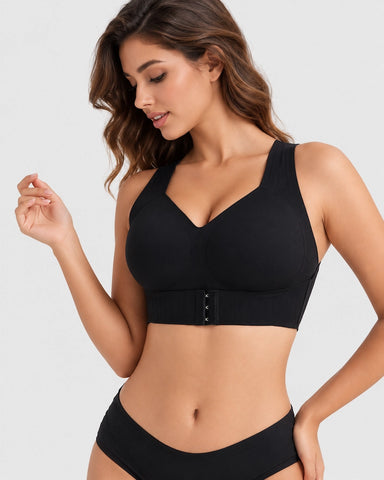 Front Closure Cross Back Wireless Posture Support Bra