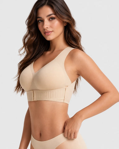 Front Closure Cross Back Wireless Posture Support Bra