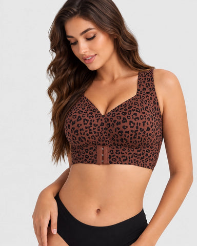 Front Closure Cross Back Wireless Posture Support Bra