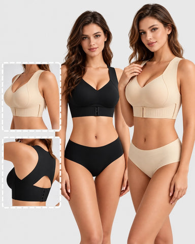 Front Closure Cross Back Wireless Posture Support Bra