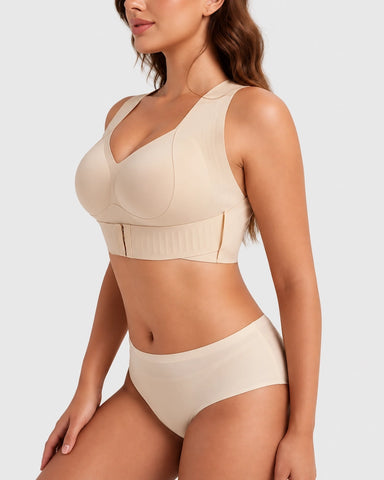 Front Closure Cross Back Wireless Posture Support Bra