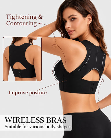 Front Closure Cross Back Wireless Posture Support Bra