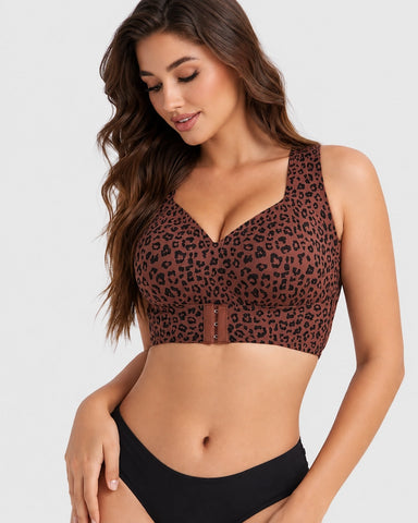 Front Closure Cross Back Wireless Posture Support Bra