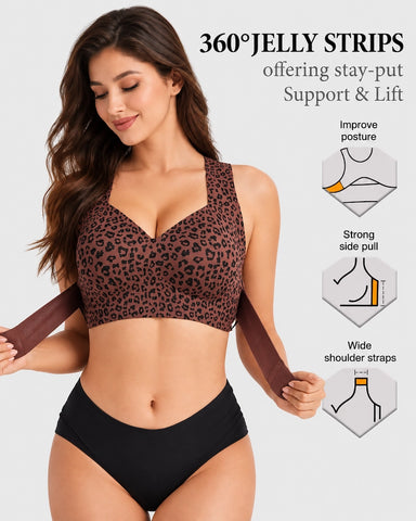 Front Closure Cross Back Wireless Posture Support Bra