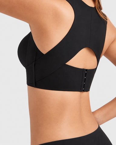 Front Closure Cross Back Wireless Posture Support Bra