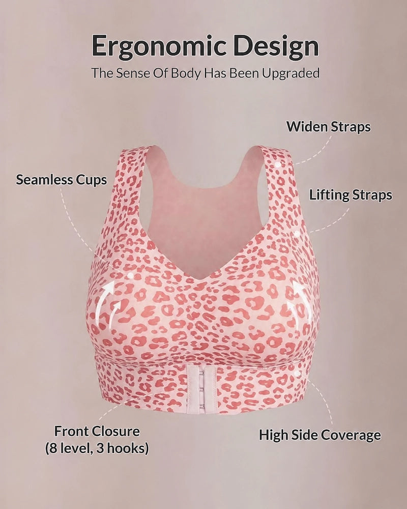 Cross Back Front Closure Wireless Posture Support Bra