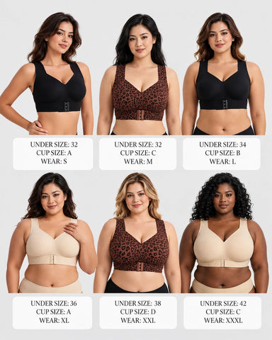 Front Closure Cross Back Wireless Posture Support Bra