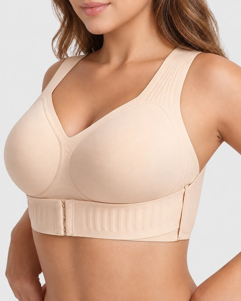 Front Closure Cross Back Wireless Posture Support Bra