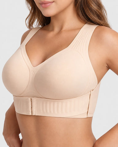Front Closure Cross Back Wireless Posture Support Bra