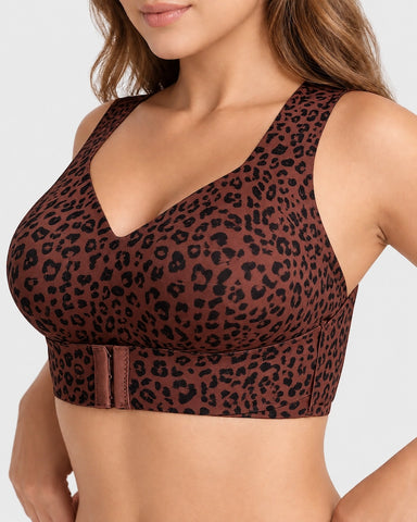 Front Closure Cross Back Wireless Posture Support Bra