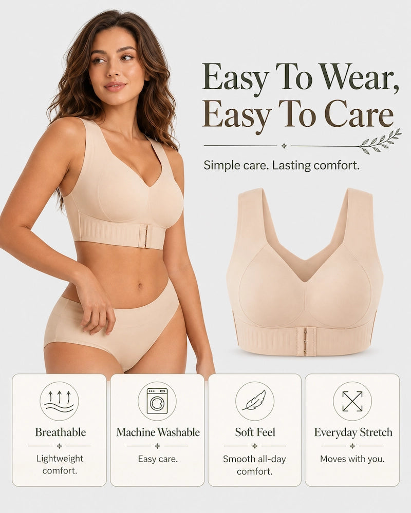 Front Closure Light Support Wireless Sports Bra