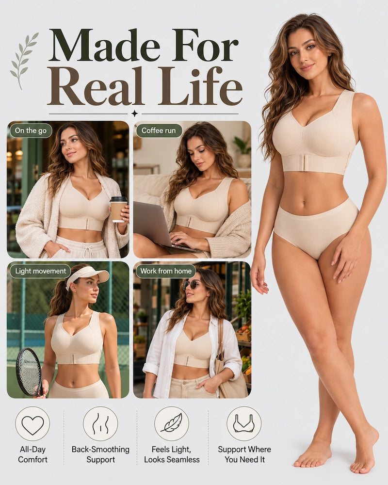 Front Closure Light Support Wireless Sports Bra