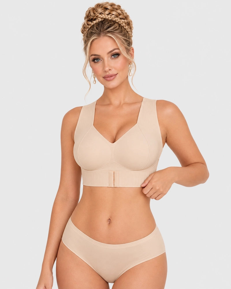 Front Closure Light Support Wireless Sports Bra