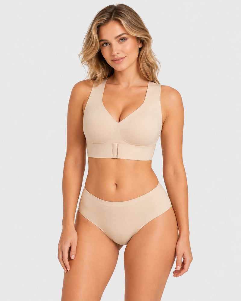 Front Closure Light Support Wireless Sports Bra