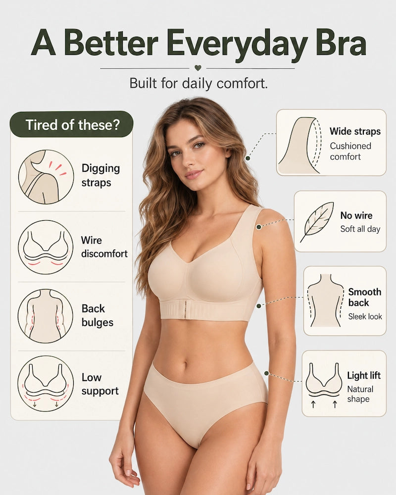 Front Closure Light Support Wireless Sports Bra