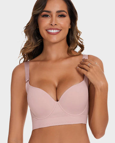 Push-Up Back Smoothing Bra-Brown