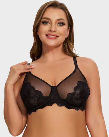 Full Coverage Lace Black Minimizer Bra