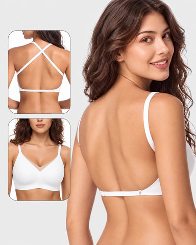 Deep V Mesh Wireless Low Back Bra