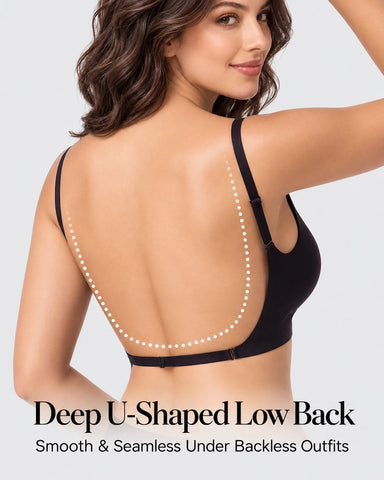 Deep V Mesh Wireless Low Back Bra