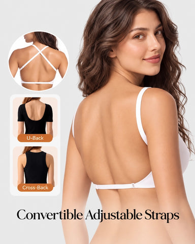 Deep V Mesh Wireless Low Back Bra