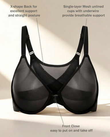 All-Day Comfort Front Closure Mesh Bra