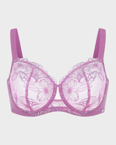 Floral Lace Plus Size Unlined Minimizer Bra