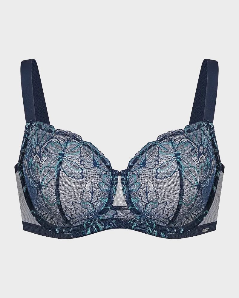 Floral Lace Plus Size Unlined Minimizer Bra