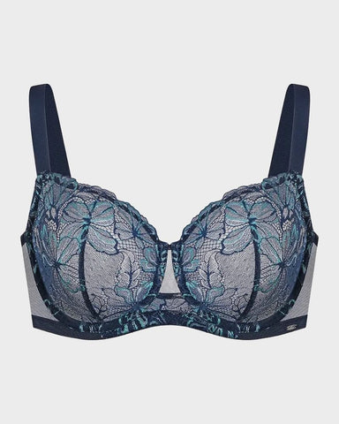 Floral Lace Plus Size Unlined Minimizer Bra