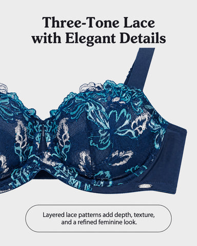 Floral Lace Plus Size Unlined Minimizer Bra