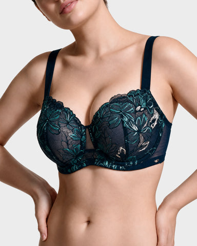 Floral Lace Plus Size Unlined Minimizer Bra