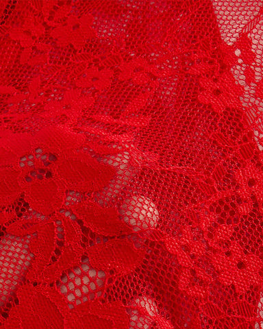 Valentine’s Day Sexy Lace Bodysuit with Heart Rhinestone & Criss-Cross Back