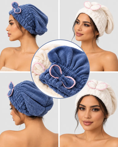 Fast Drying Hair Turban Microfiber Towel Cap