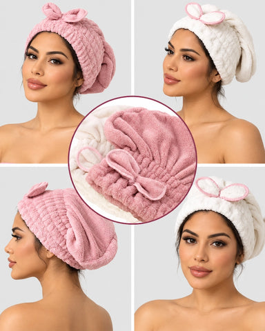 Fast Drying Hair Turban Microfiber Towel Cap
