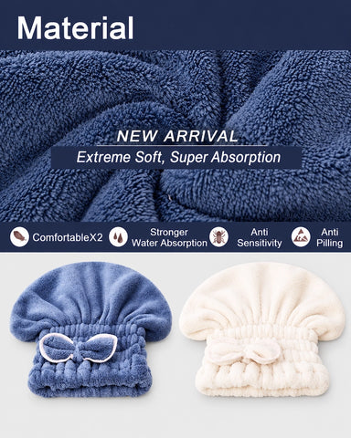 Fast Drying Hair Turban Microfiber Towel Cap
