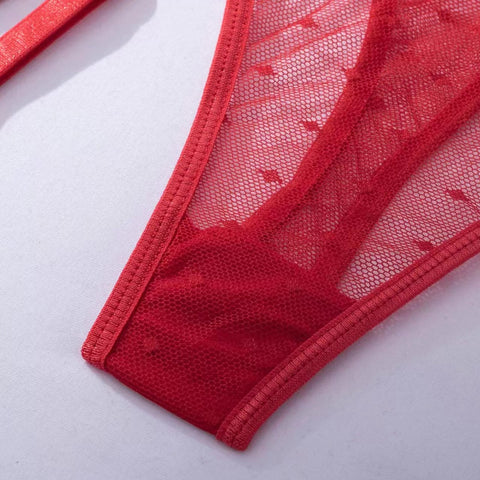 3-Piece Backless Lace Lingerie Set with Adjustable Straps