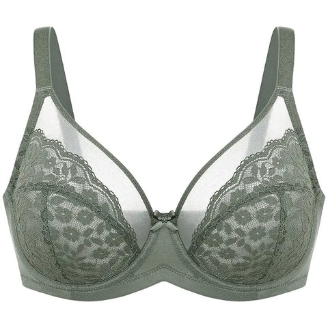 Floral lace shaping plus size bra
