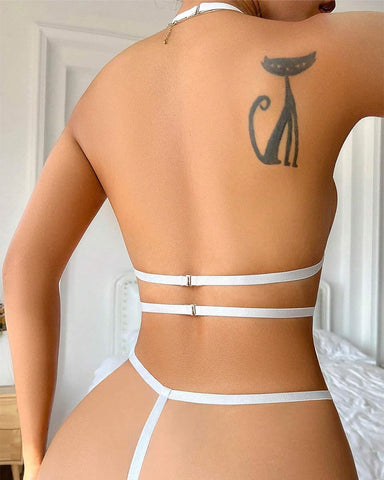 Sexy Bra and Panty Set for Women – 2-Piece Appliqué Cut-Out Lingerie