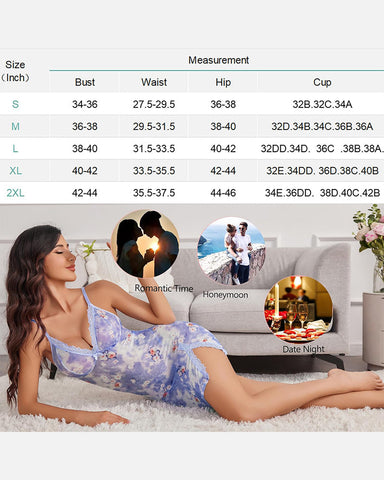 Sexy Babydoll Lingerie for Women – Mesh Lace Chemise with Side Slit