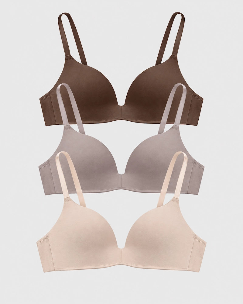 Lightly Lined Wireless Plunge T-Shirt Bra (3 Pcs)