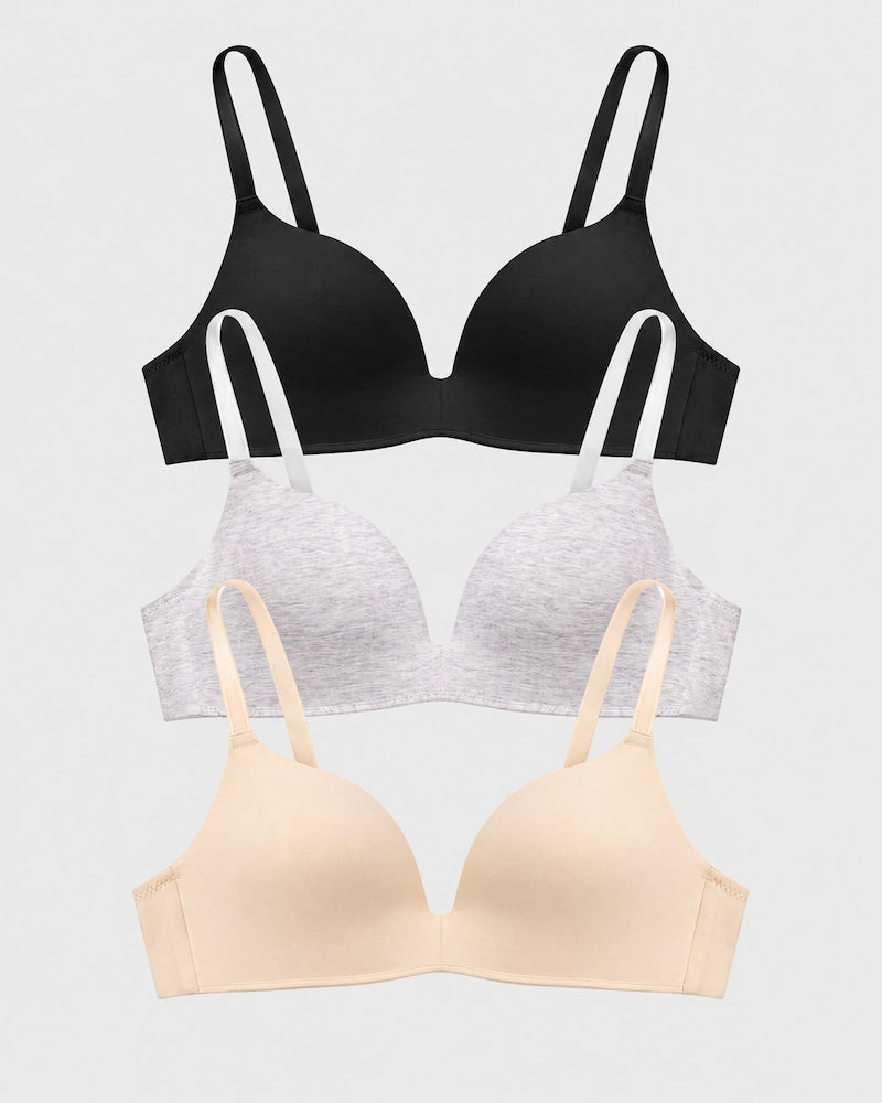 Lightly Lined Wireless Plunge T-Shirt Bra (3 Pcs)