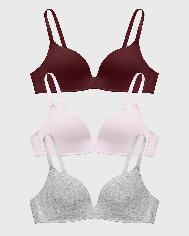 Lightly Lined Wireless Plunge T-Shirt Bra (3 Pcs)