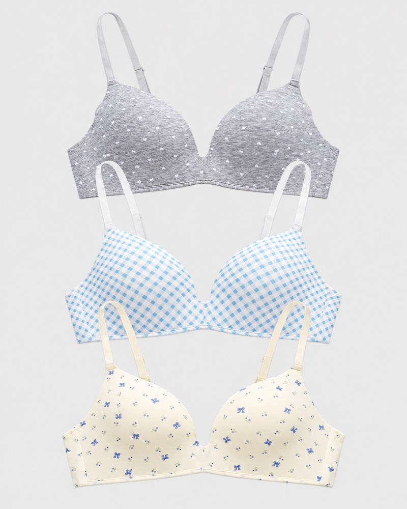 Lightly Lined Wireless Plunge T-Shirt Bra (3 Pcs)