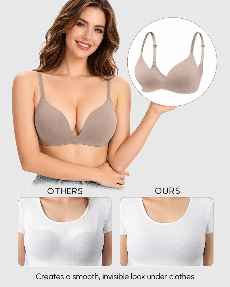 Lightly Lined Wireless Plunge T-Shirt Bra (3 Pcs)