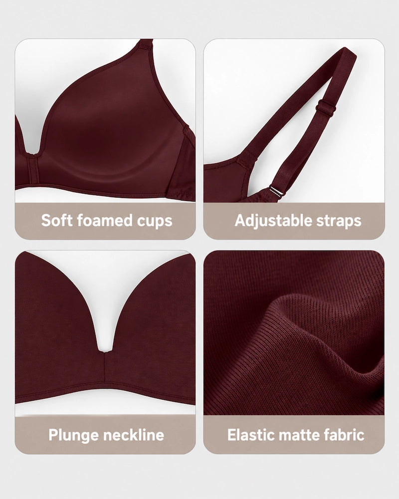 Lightly Lined Wireless Plunge T-Shirt Bra (3 Pcs)