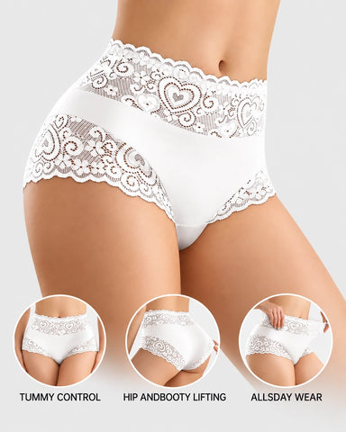 5-Pack Mid Waisted Soft Lace Full Coverage Briefs