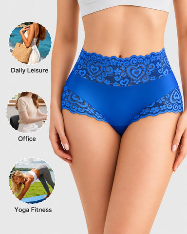 5-Pack Mid Waisted Soft Lace Full Coverage Briefs