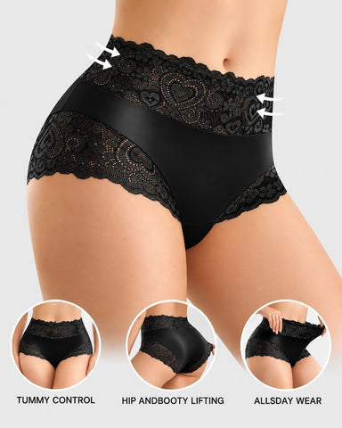5-Pack Mid Waisted Soft Lace Full Coverage Briefs